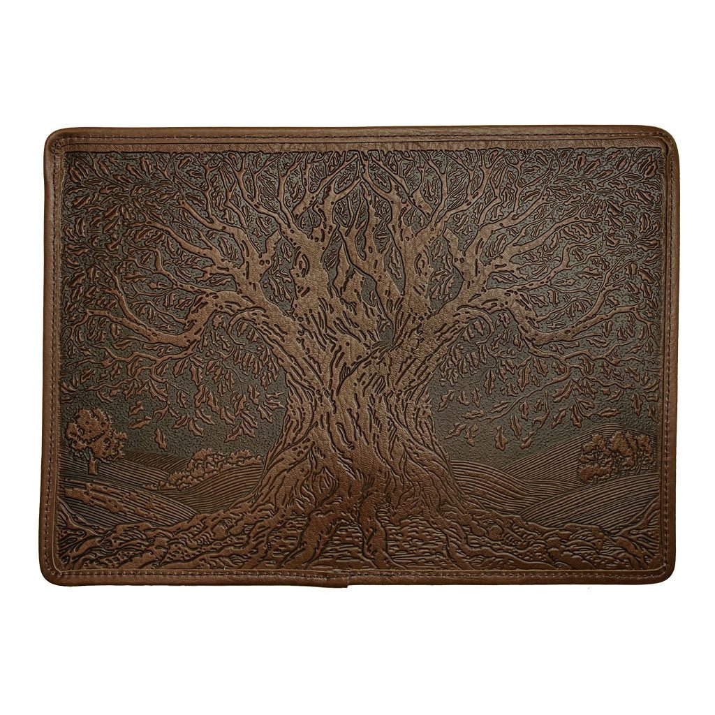 Leather Laptop Sleeve, MacBook Case, Tablet Cover, Tree of Life, Saddle