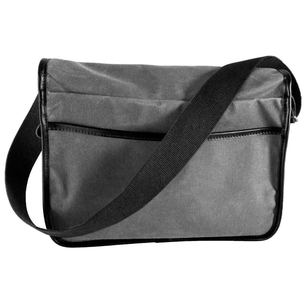 Oberon Design Crosstown Messenger Bag, Waxed Canvas & Leather, Celtic Love Knot, Charcoal & Black