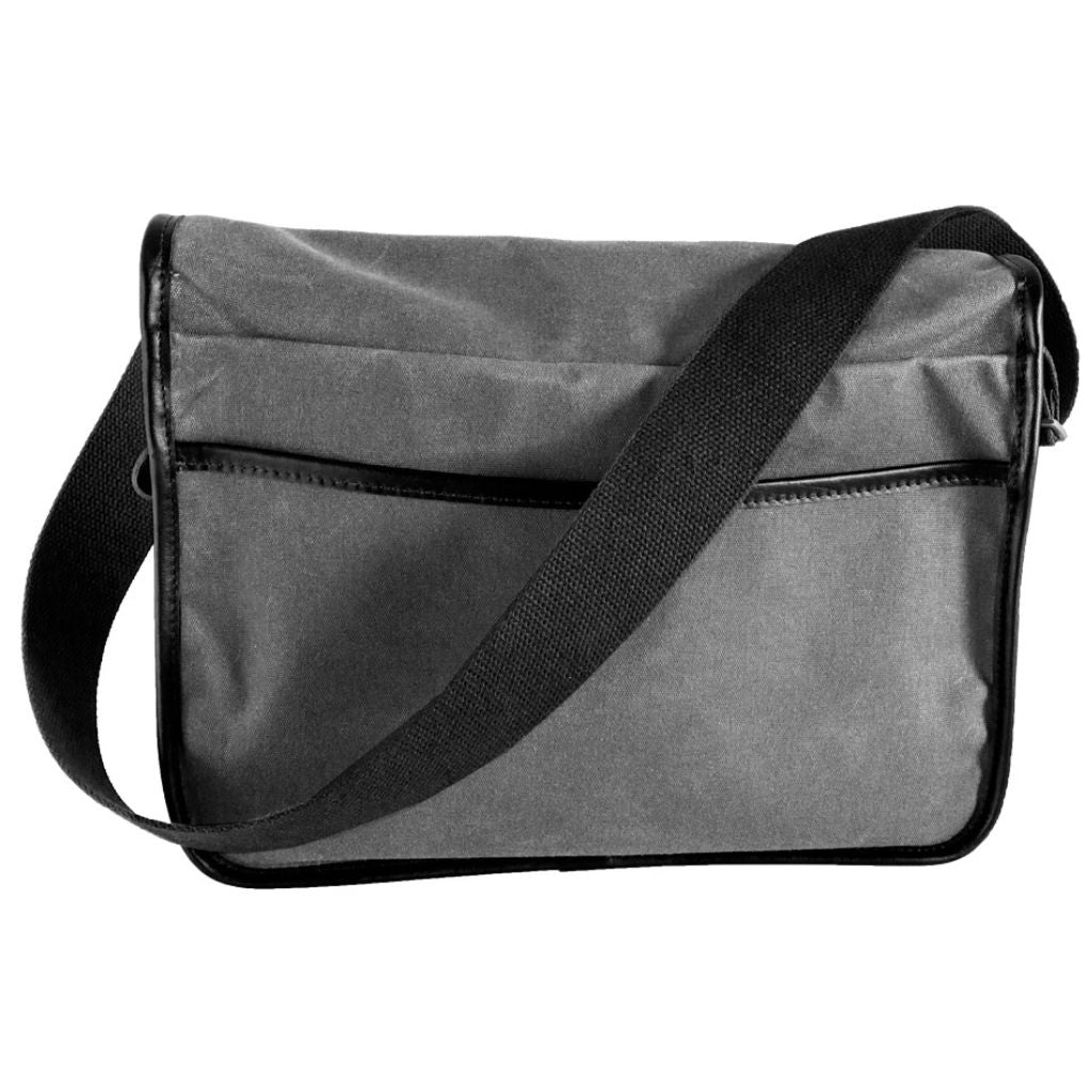 Oberon Design Crosstown Messenger Bag, Waxed Canvas & Leather, Black & Charcoal Back