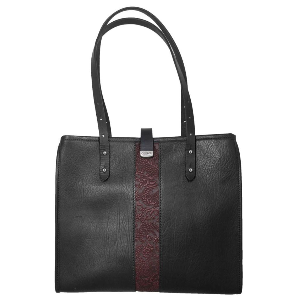 Leather Handbag, Sonoma Tote, Cloud Dragon in Wine Back View