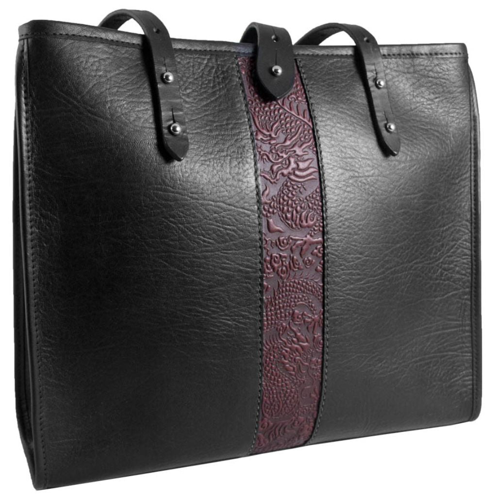 Leather Handbag, Sonoma Tote, Cloud Dragon in Wine, Closed Front View