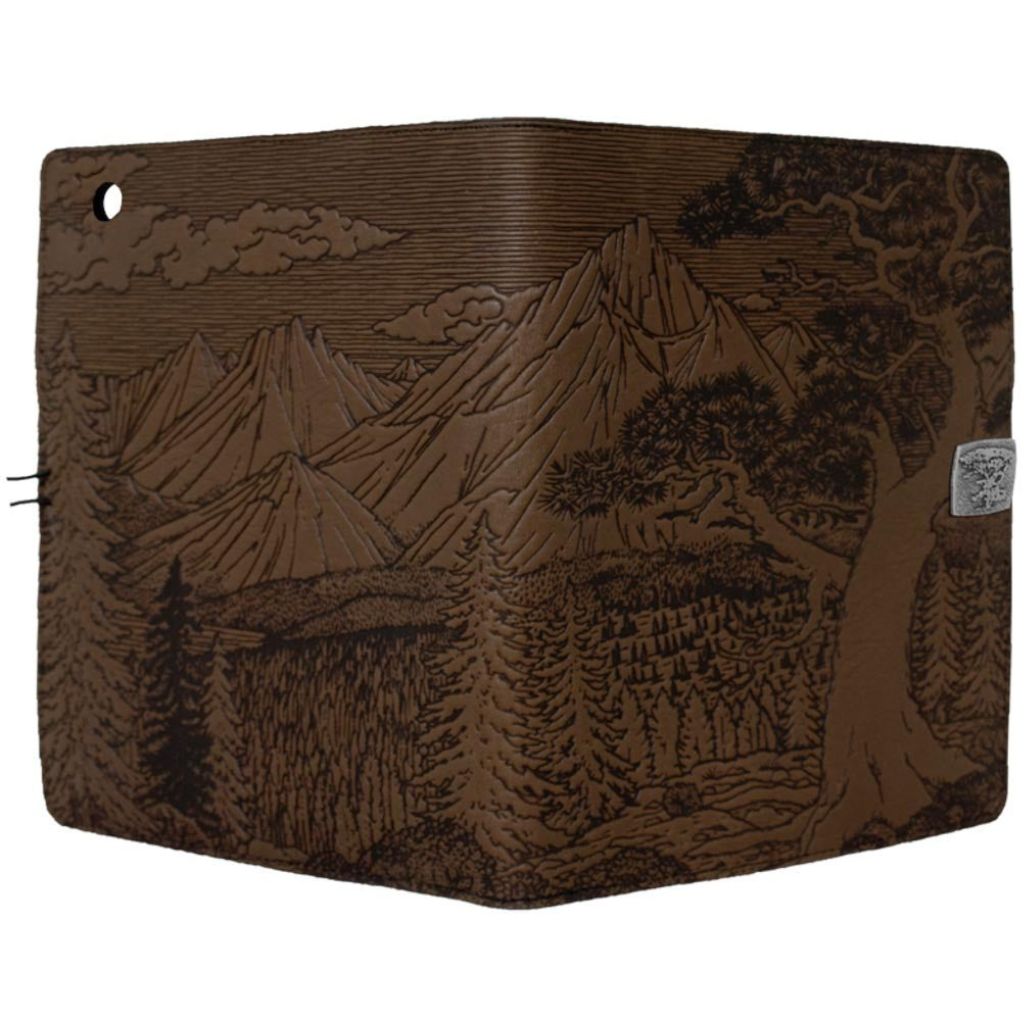 Oberon Design Leather iPad Mini Cover, Case, High Sierra, Chocolate - Open