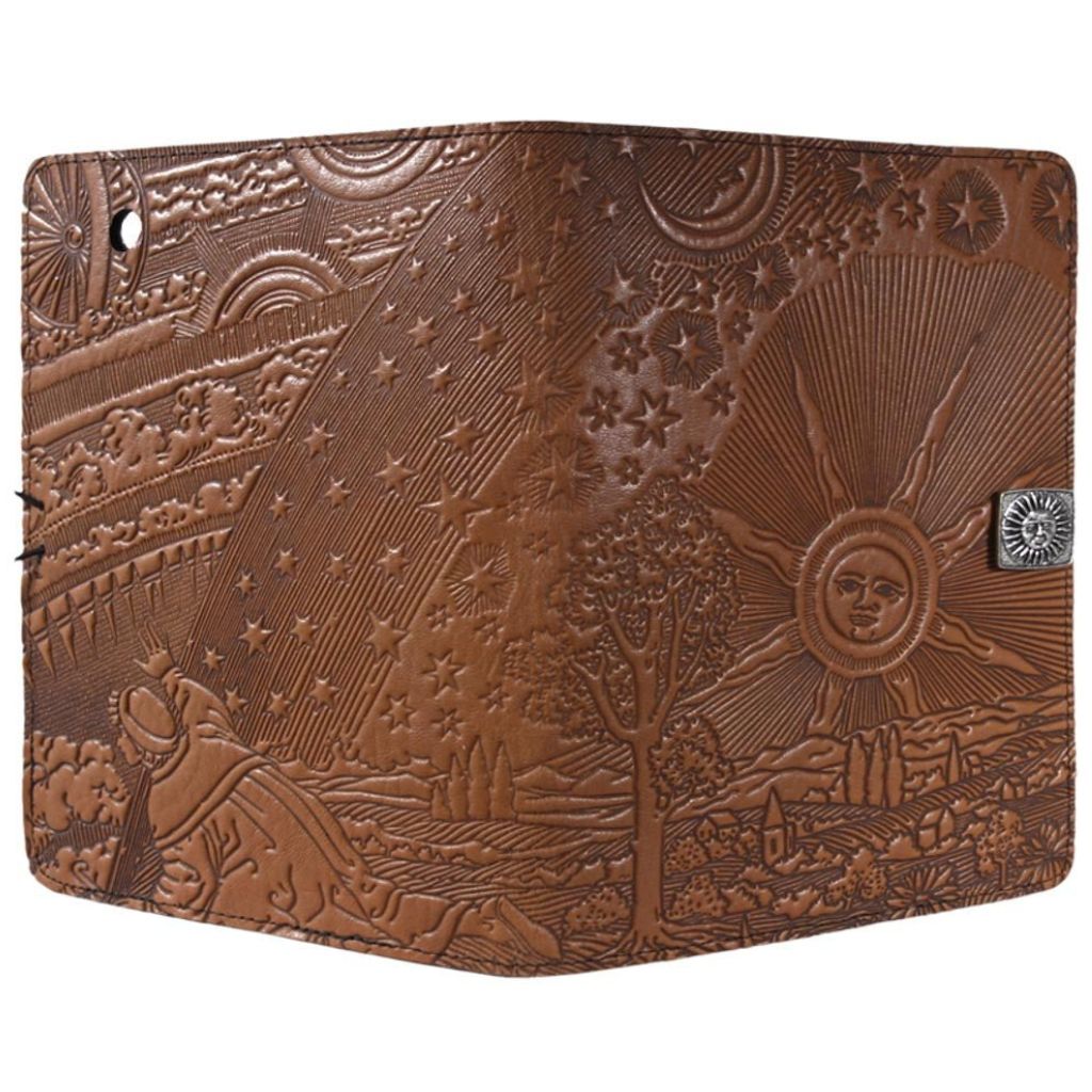 Oberon Design Leather iPad Mini Cover, Case, Roof of Heaven, Saddle - Open