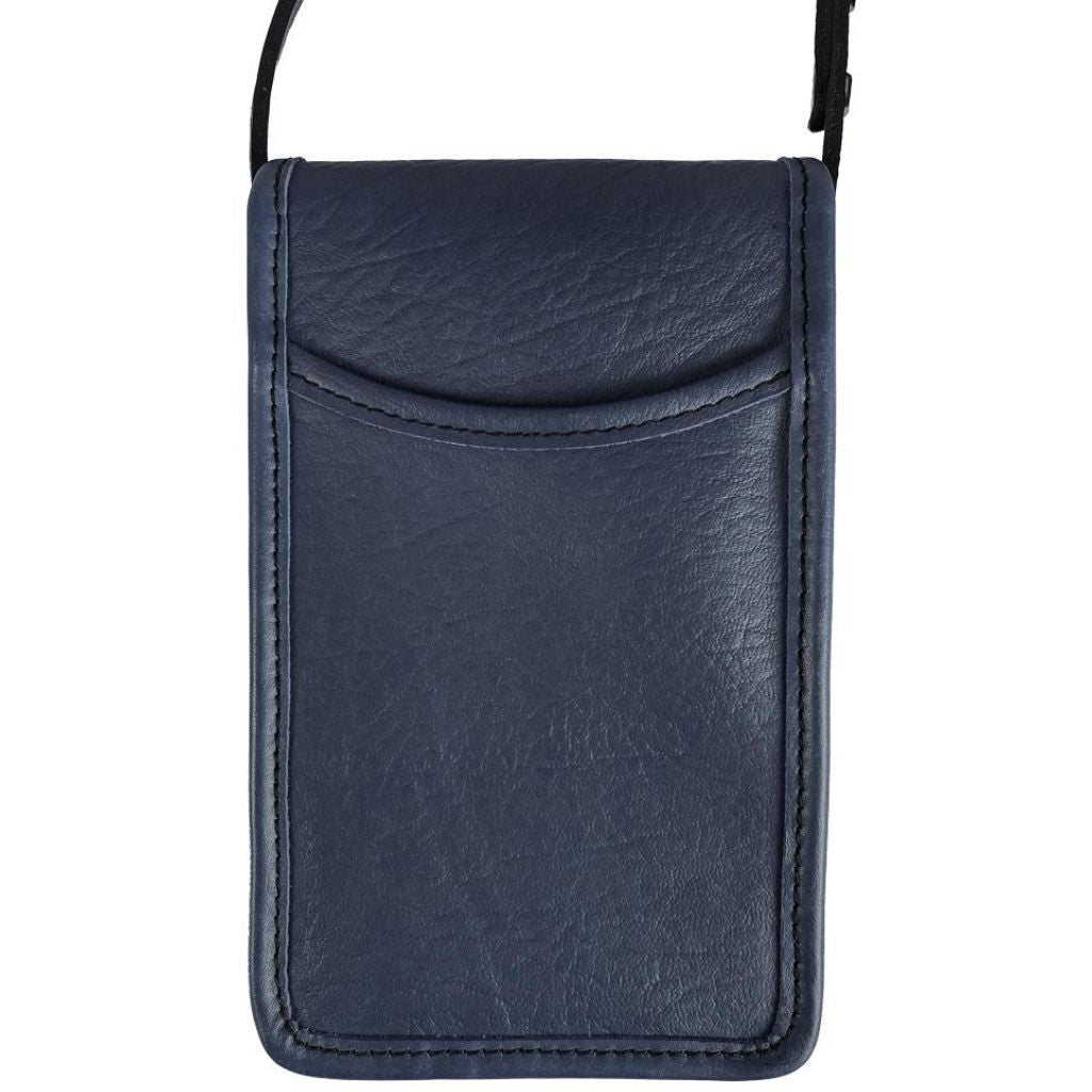 Oberon Design Leather Women's Handbag, Molly, Acanthus in Navy, Back