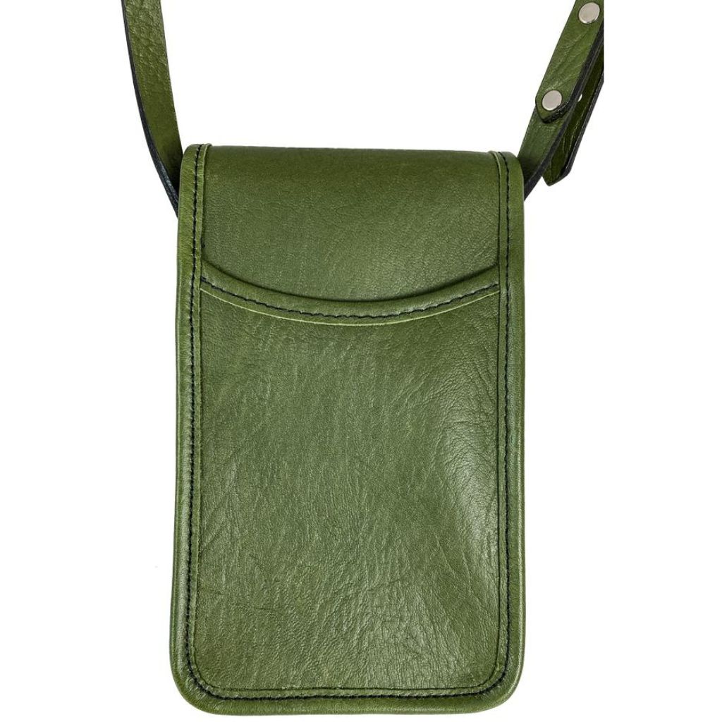 Oberon Design Leather Women's Handbag, Molly in Fern - Back