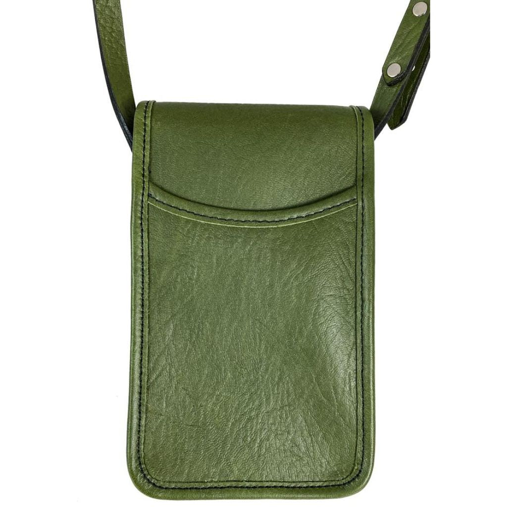 Small Leather Women's Handbag, Back Phone Pocket, Fern Color