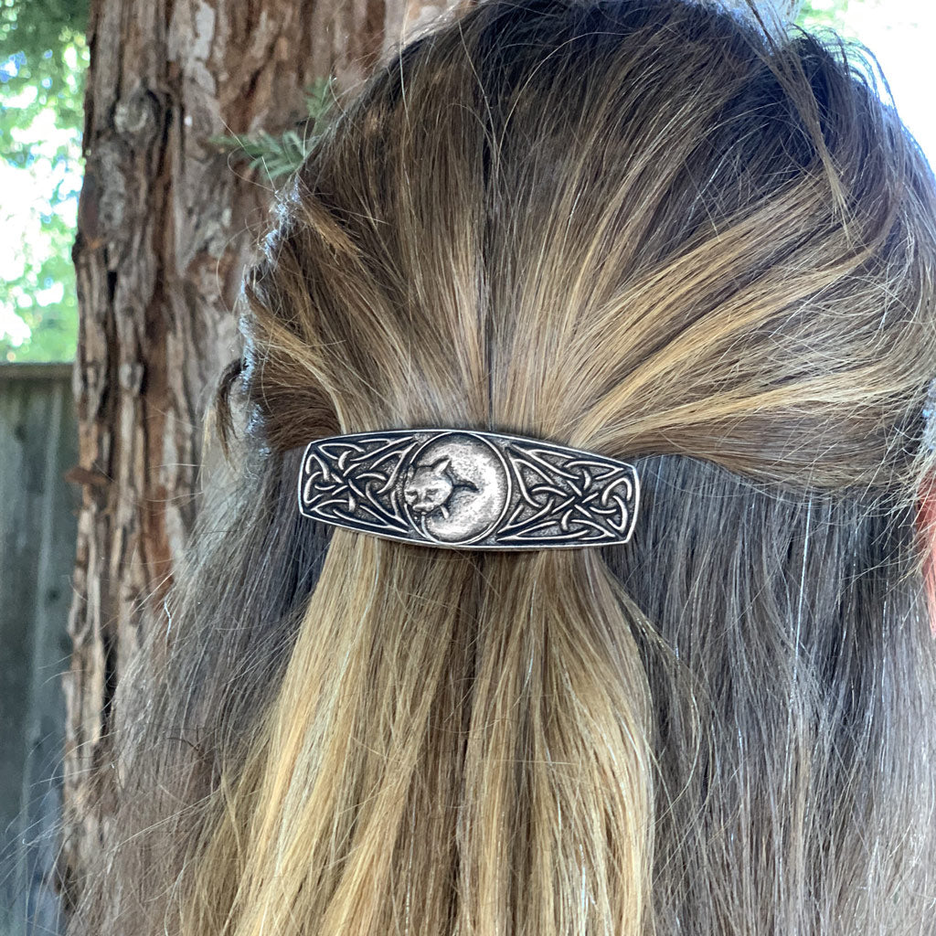 Oberon Design Hair Clip, Barrette, Hair Accessory, Dreaming Cat, Model