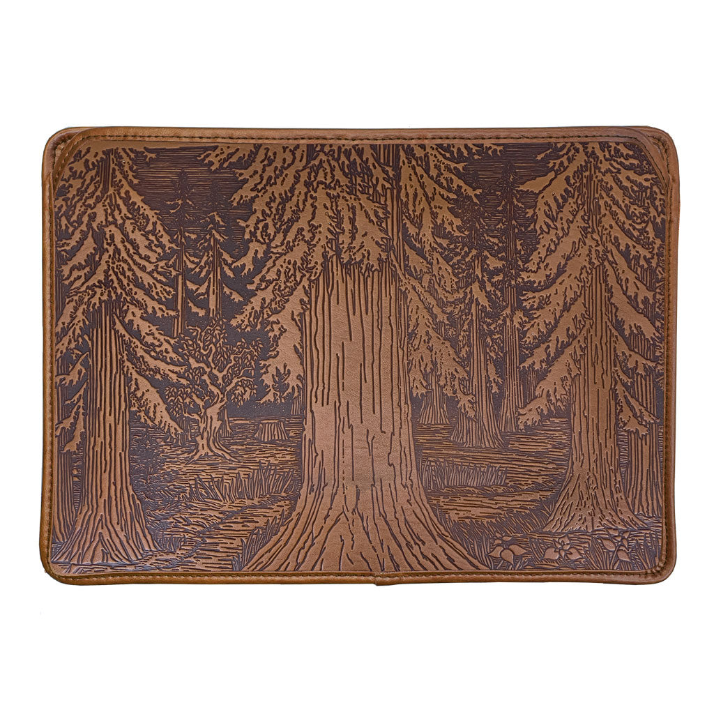 Oberon Design Genuine Leather Laptop Sleeve, MacBook Case, Tablet Cover, Forest, Saddle