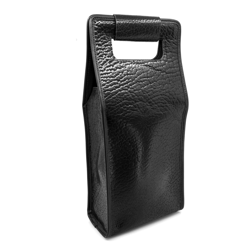 glazed shrunk bison double bottle wine bag back