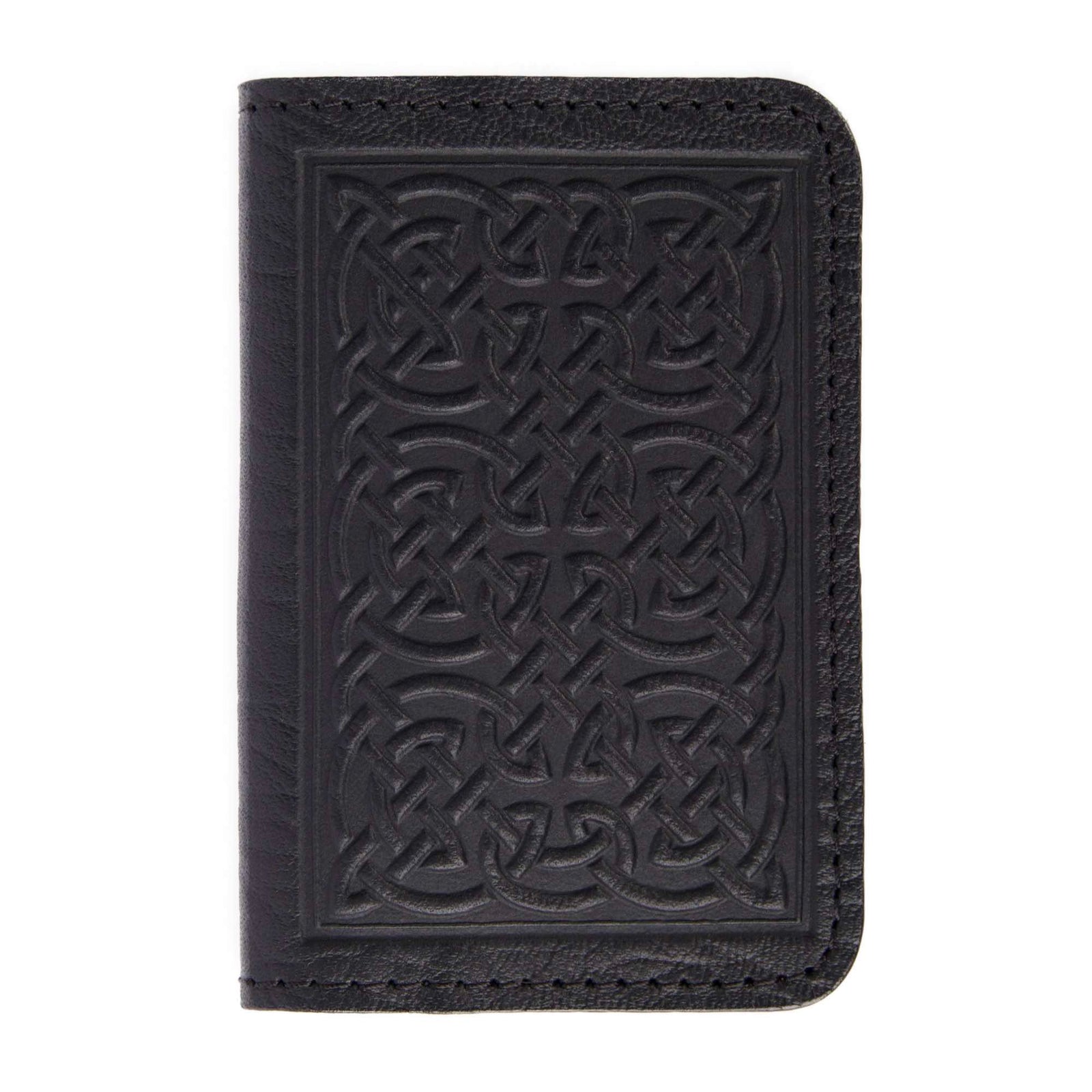 Leather Card Holder, Mini Wallet, Bold Celtic in Wine