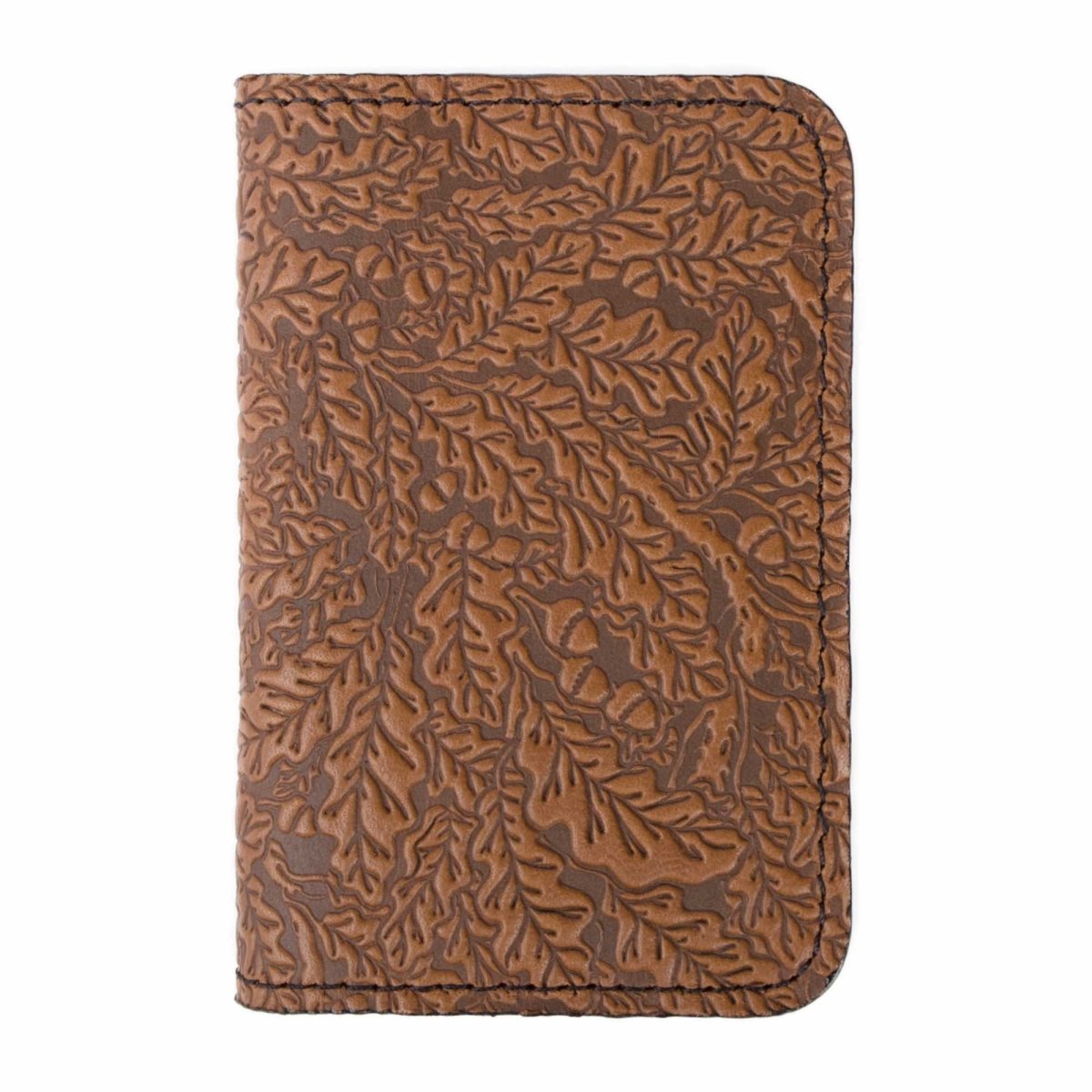 Oak Card Holder Leaves Mini Wallet, Saddle