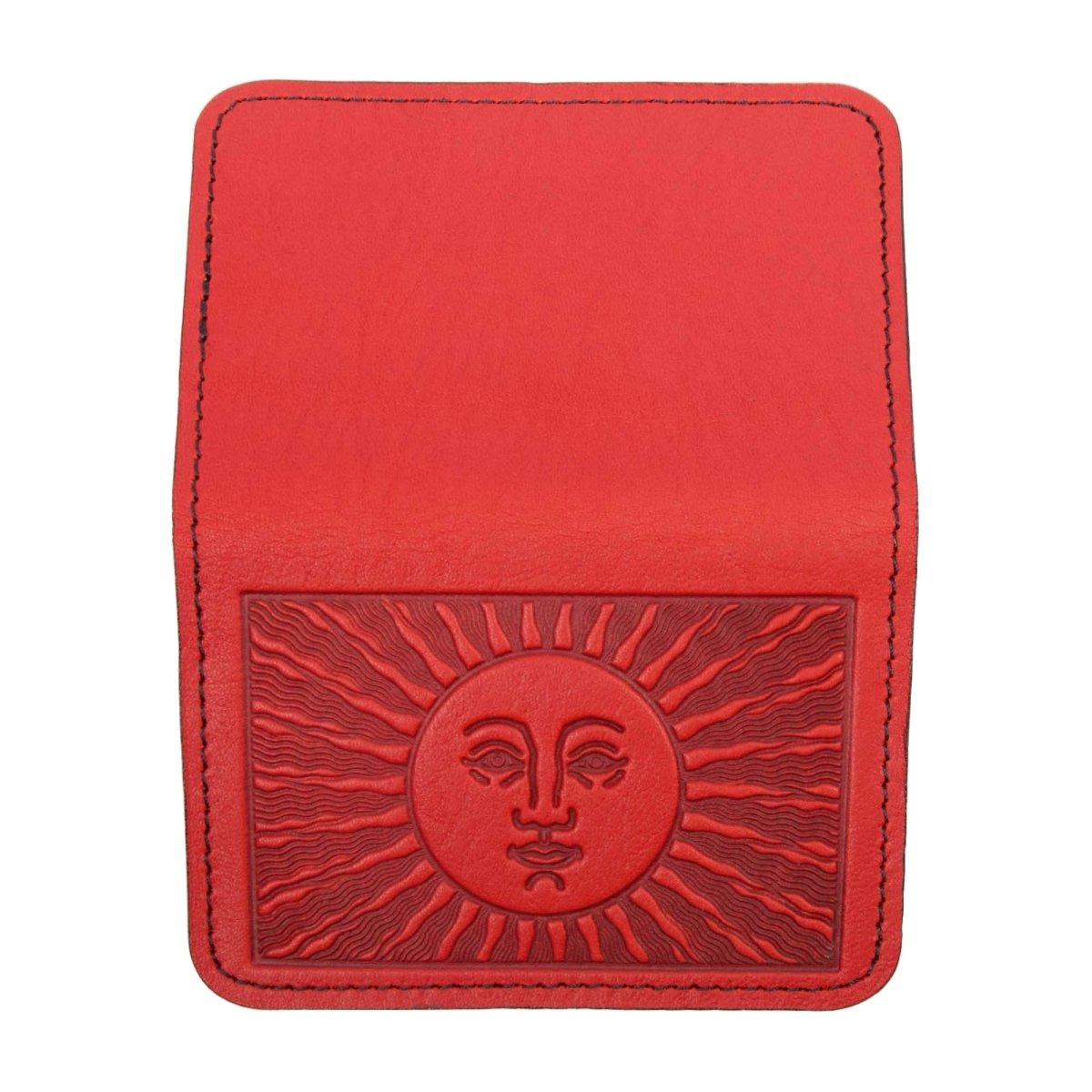 Sun Card Holder Mini Wallet, Red, open view