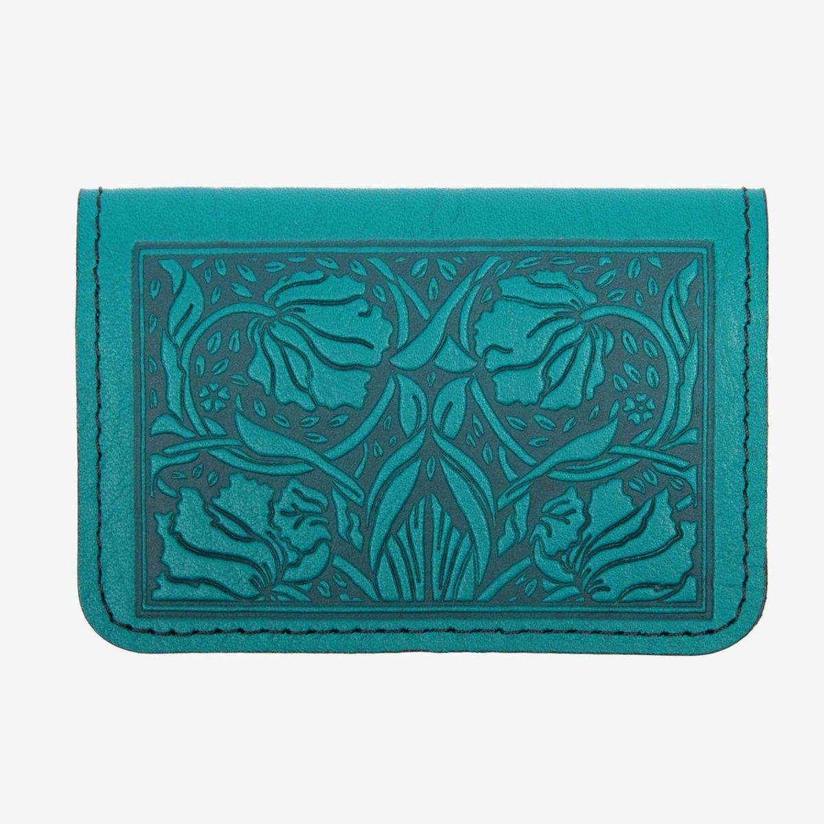Tulips Card Holder Mini Wallet, Teal