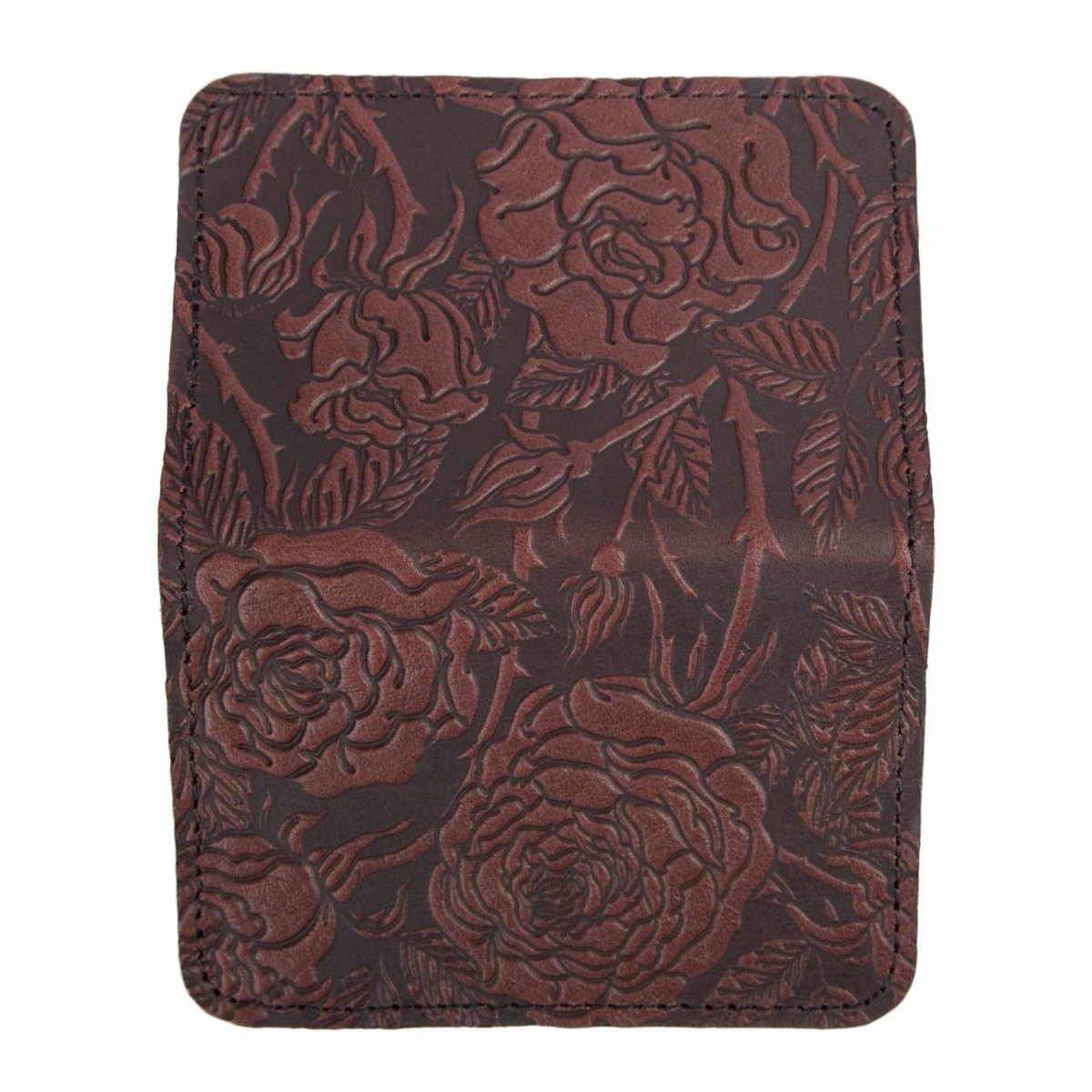 Wild Rose Card Holder Mini Wallet, Wine, Open
