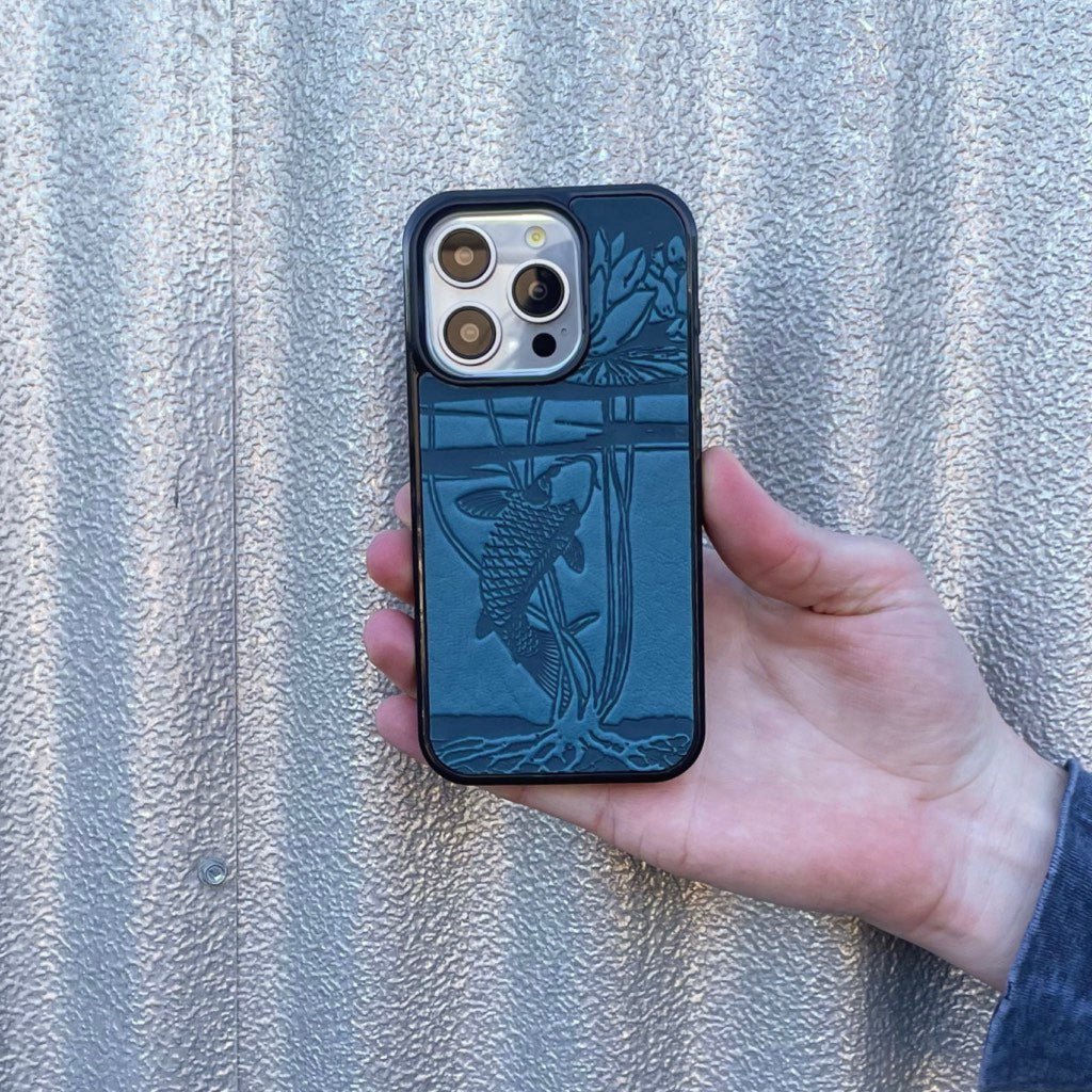 Oberon Design iPhone Case, Water Lily Koi in Blue