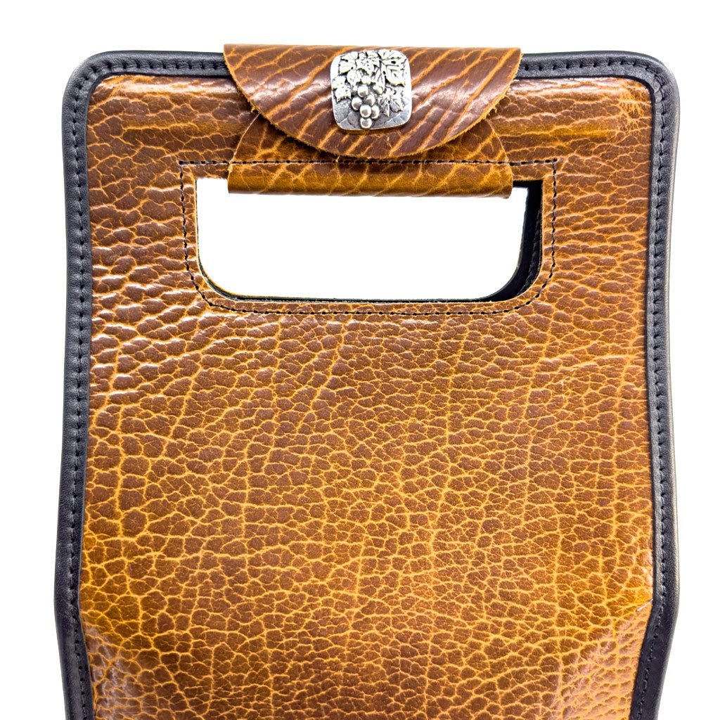 bison wine bottle bag button detail