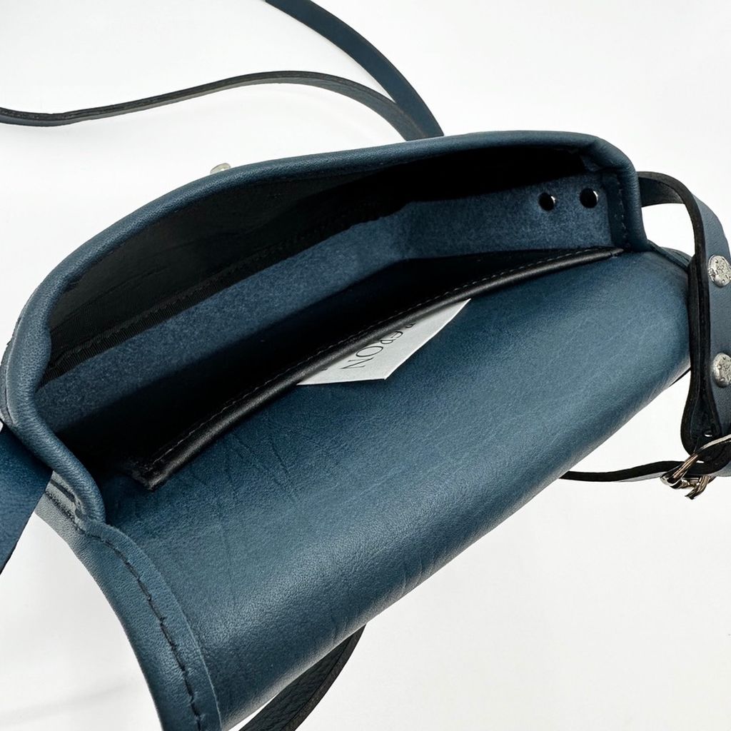 Oberon Design Leather Women's Cell Phone Handbag, Becca, Navy  Interior