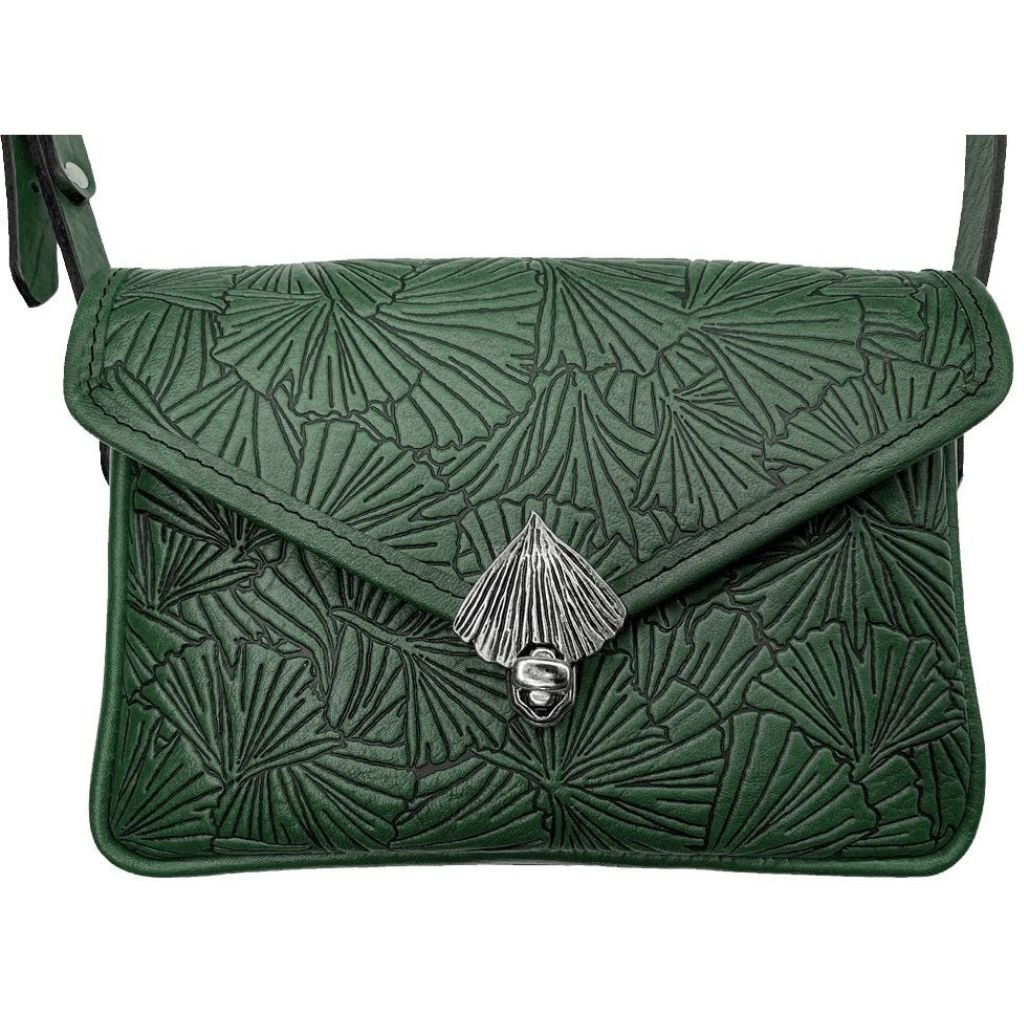 Oberon Design Leather Women's Cell Phone Handbag, Becca, Ginkgo, Green