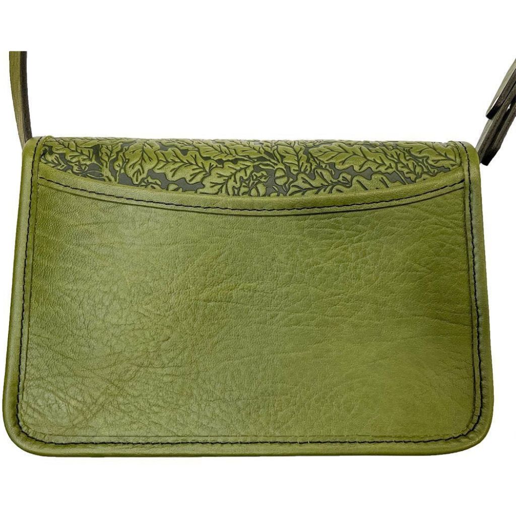 Oberon Design Leather Women's Cell Phone Handbag, Becca, Oak Leaves, Fern, Back