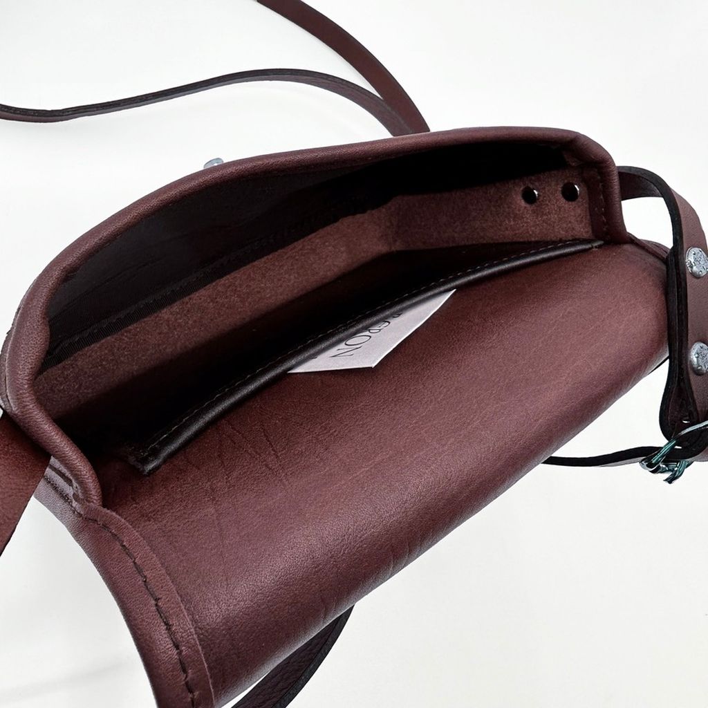 Oberon Design Leather Women's Cell Phone Handbag, Becca, Wine Interior