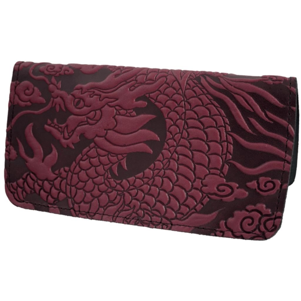 Checkbook Cover, Cloud Dragon in Wine