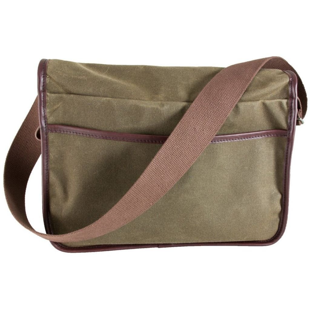 Oberon Design Crosstown Messenger Bag, Waxed Canvas & Leather, Tan & Wine Back