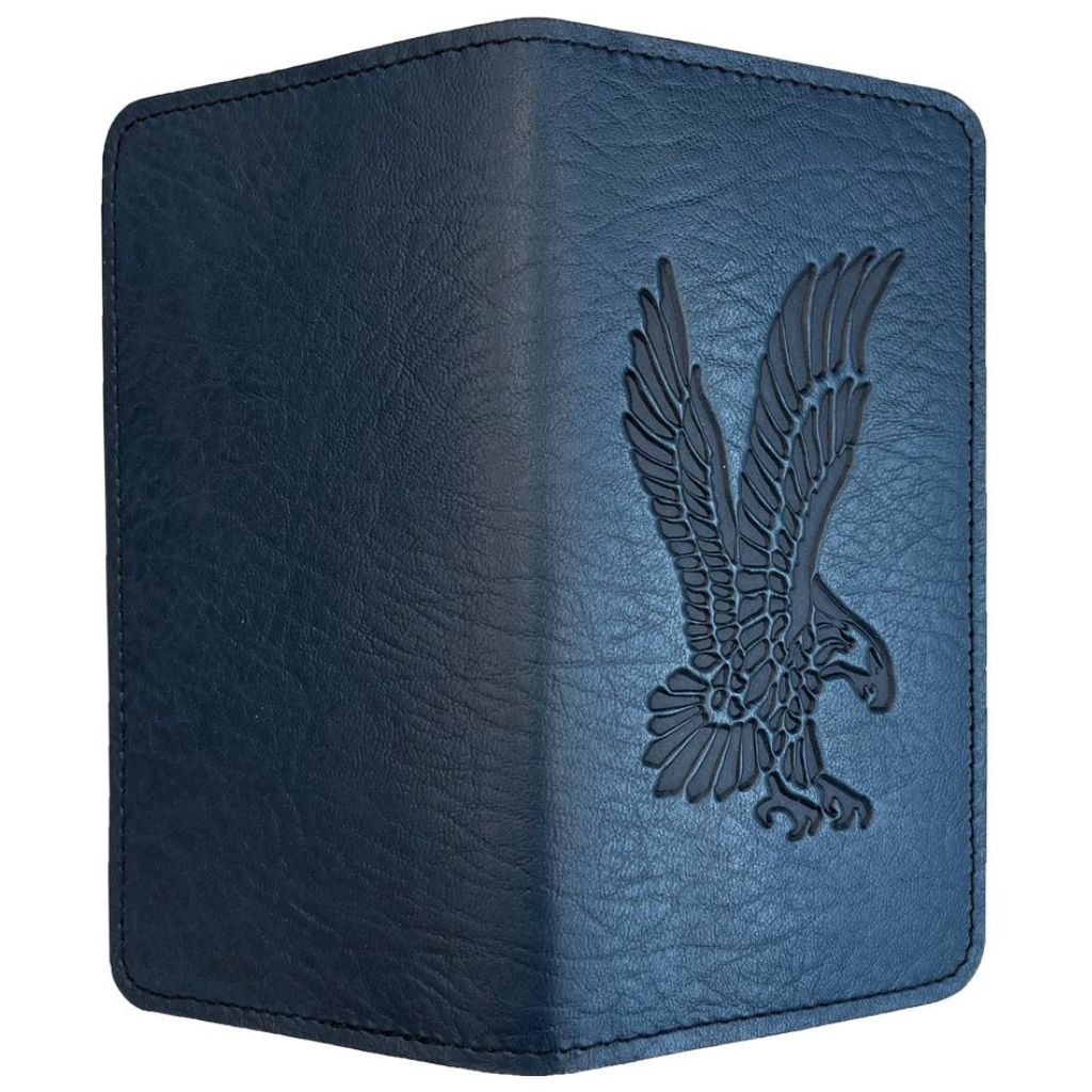 Leather Checkbook Cover, Eagle in Navy