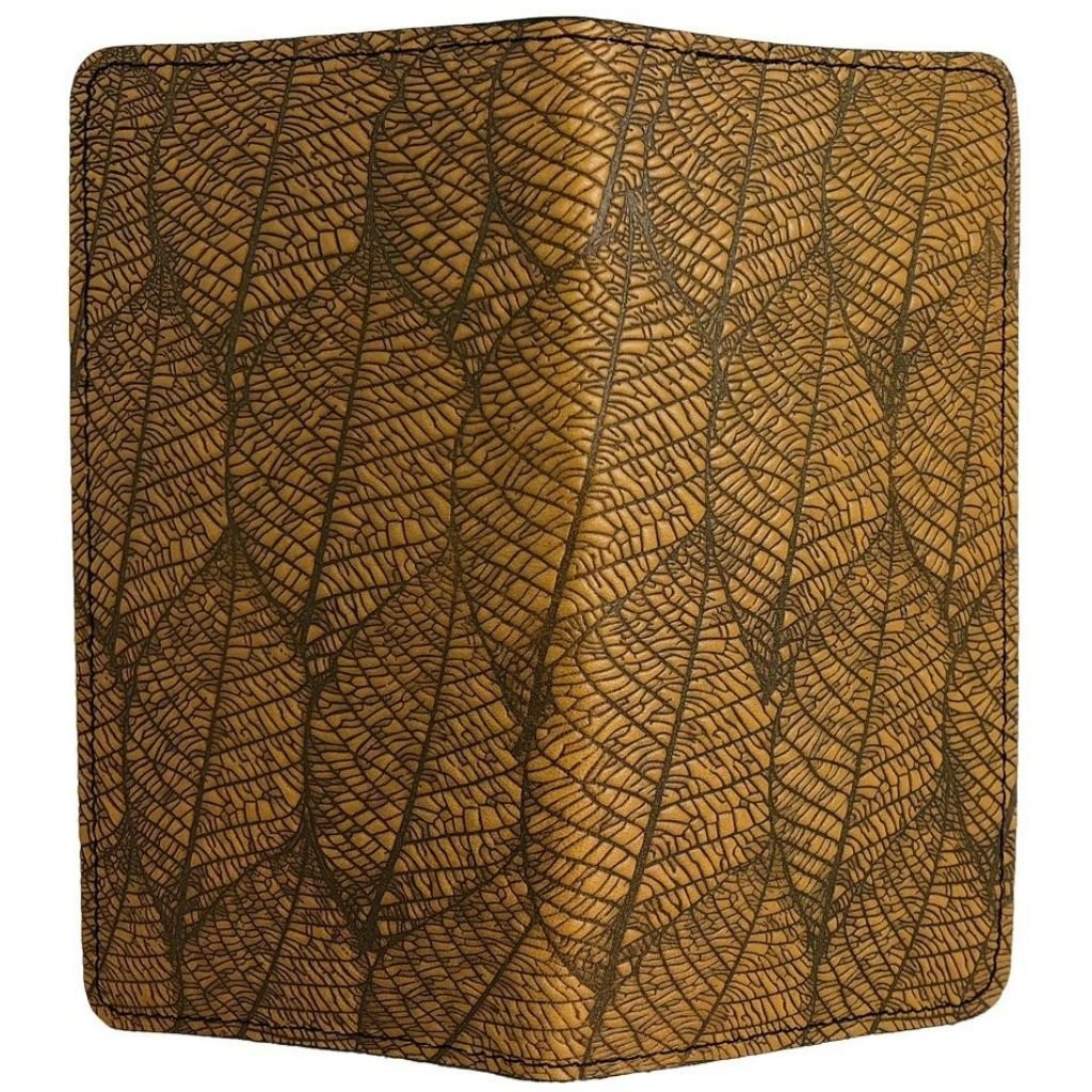 Checkbook Cover, Fallen Leaves in Marigold - Open