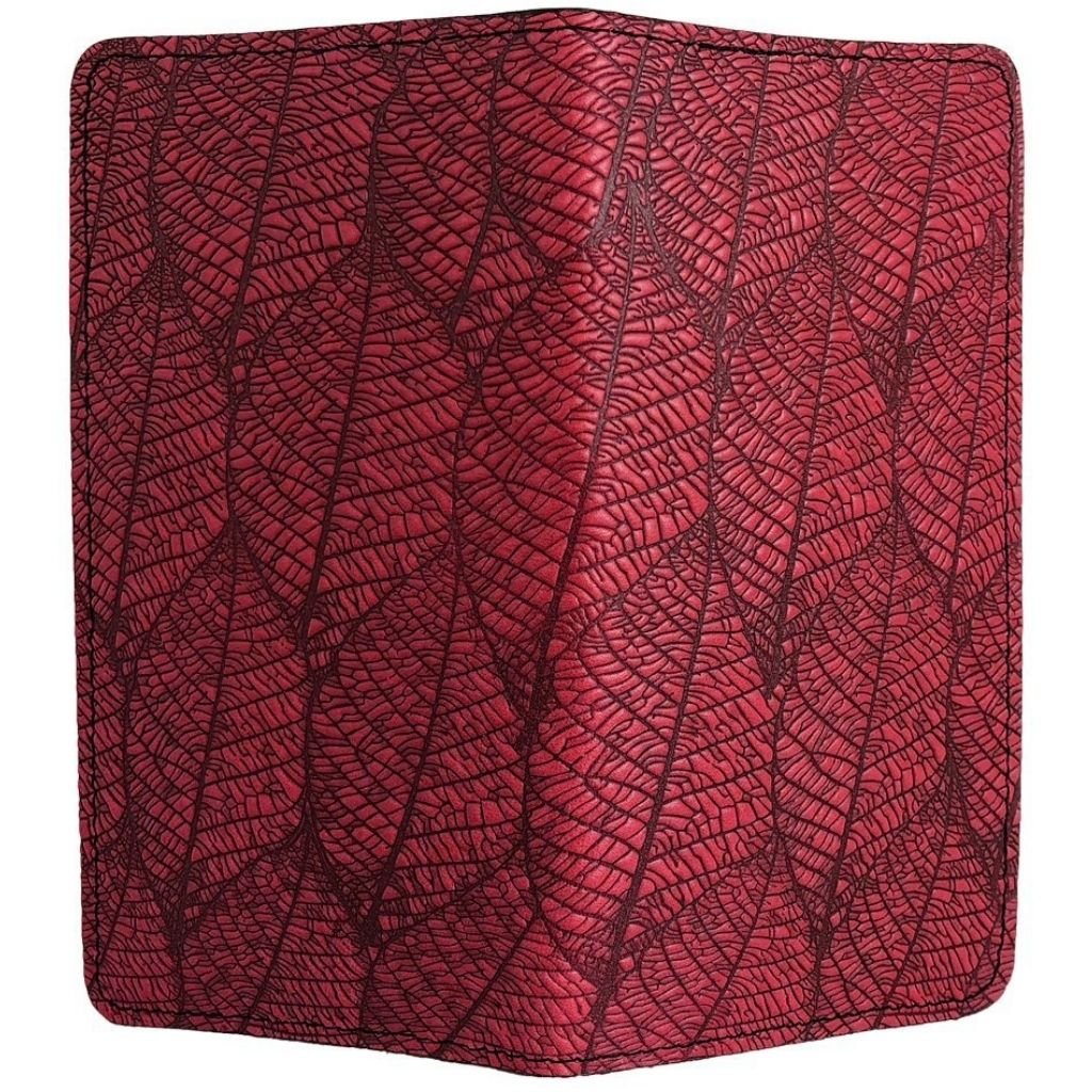 Checkbook Cover, Fallen Leaves in Red - Open
