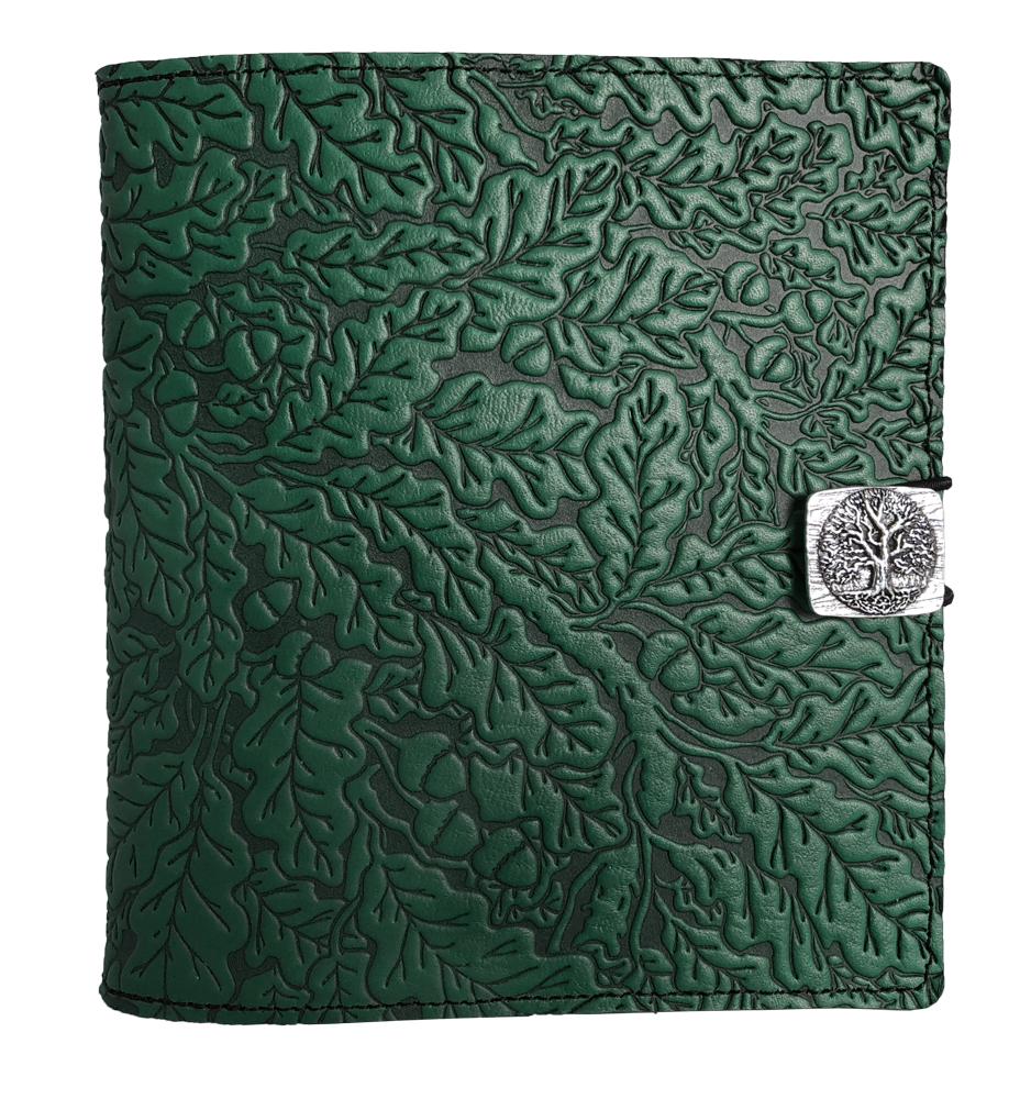 Oberon Design Leather Cover for Kindle Oasis, Oak Leaves in Green