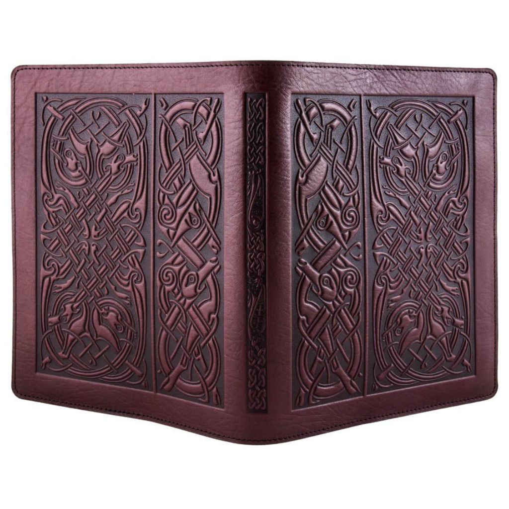 Celtic Hounds Composition Notebook Cover, Wine - Open