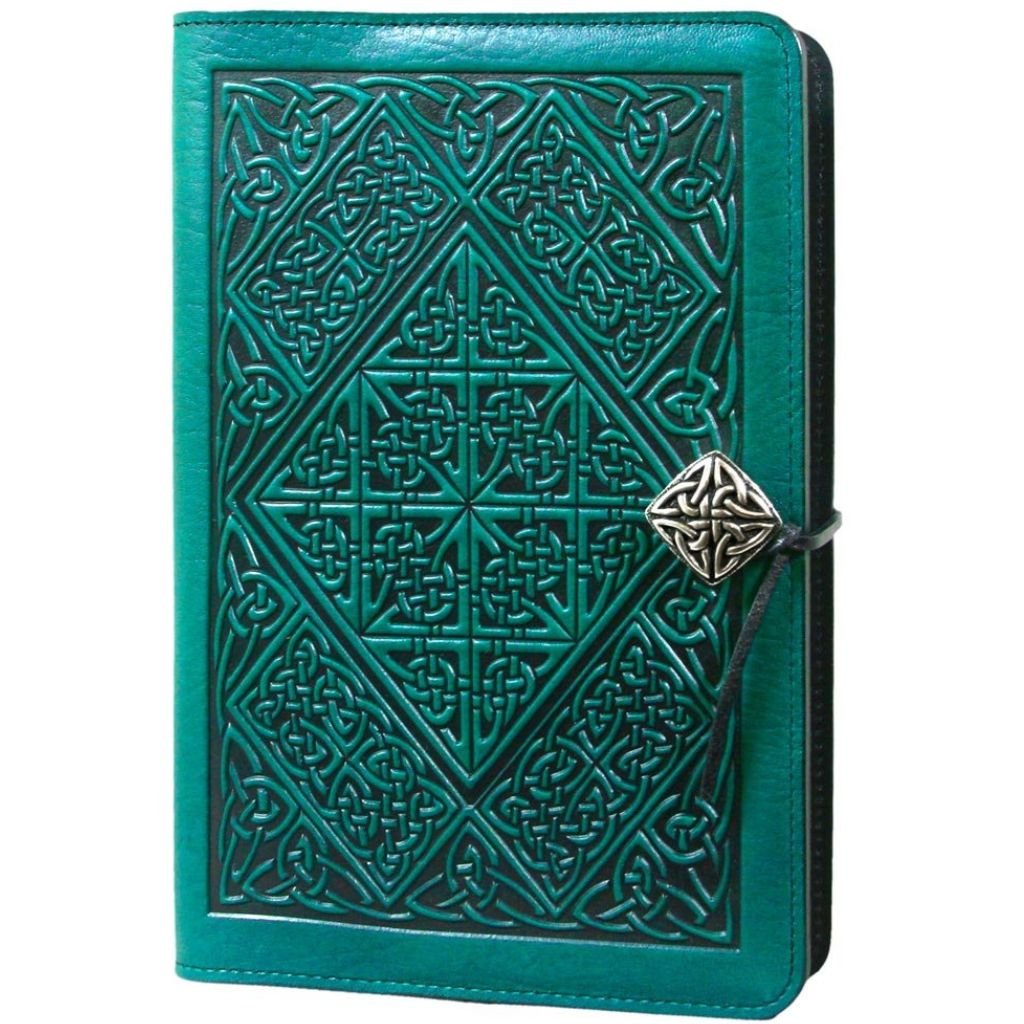 Leather Journal Cover, Celtic Braid in Navy by Oberon Design