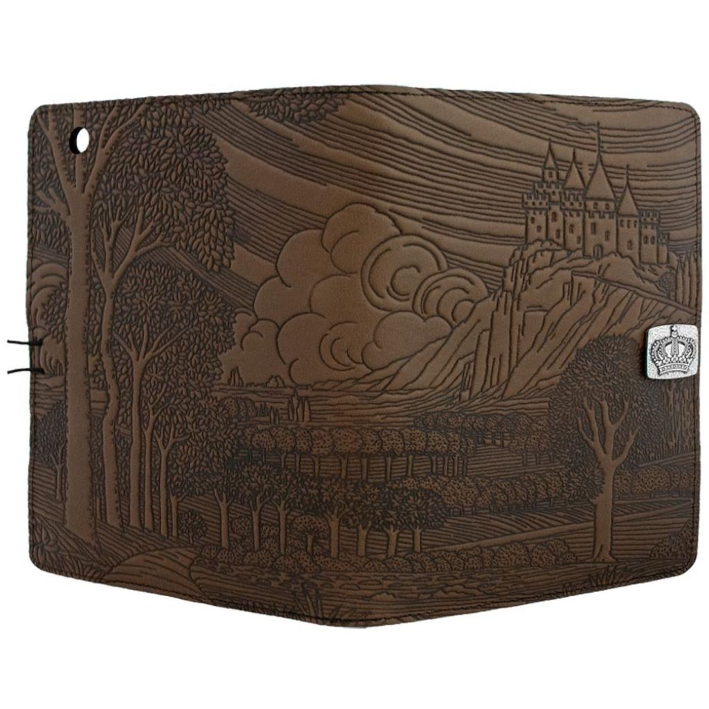 Oberon Design Leather iPad Mini Cover, Case, Camelot, Chocolate - Open