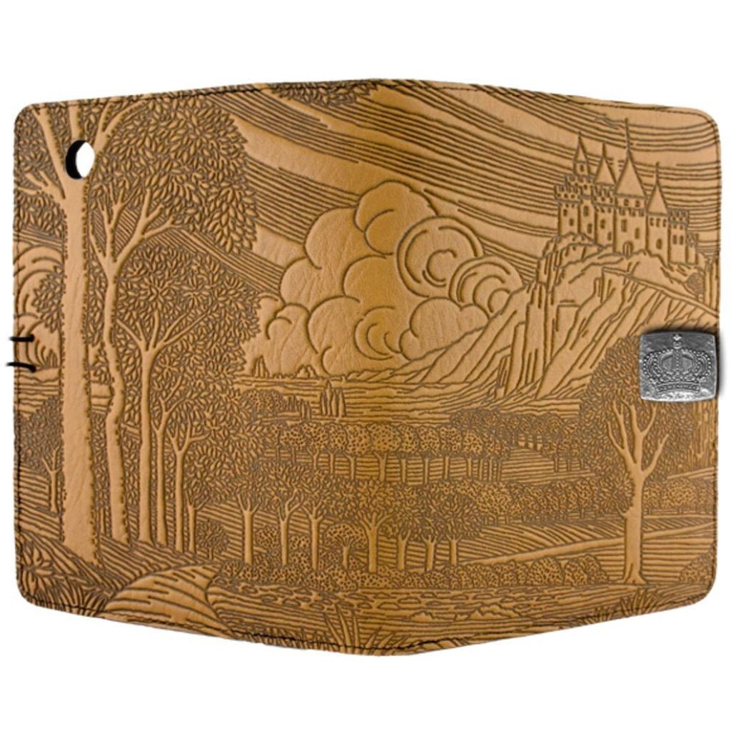 Oberon Design Leather iPad Mini Cover, Case, Camelot, Marigold - Open