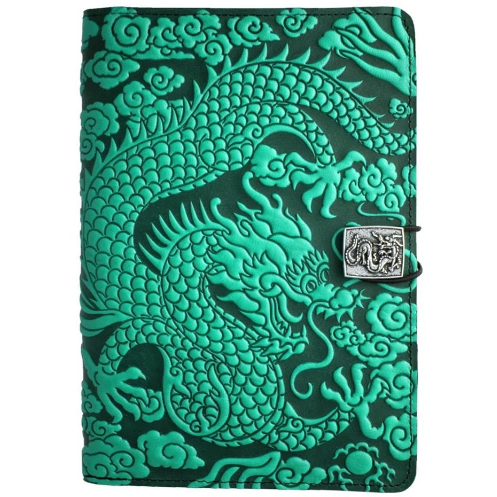 Oberon Design Leather iPad Mini Cover, Case, Cloud Dragon, Teal