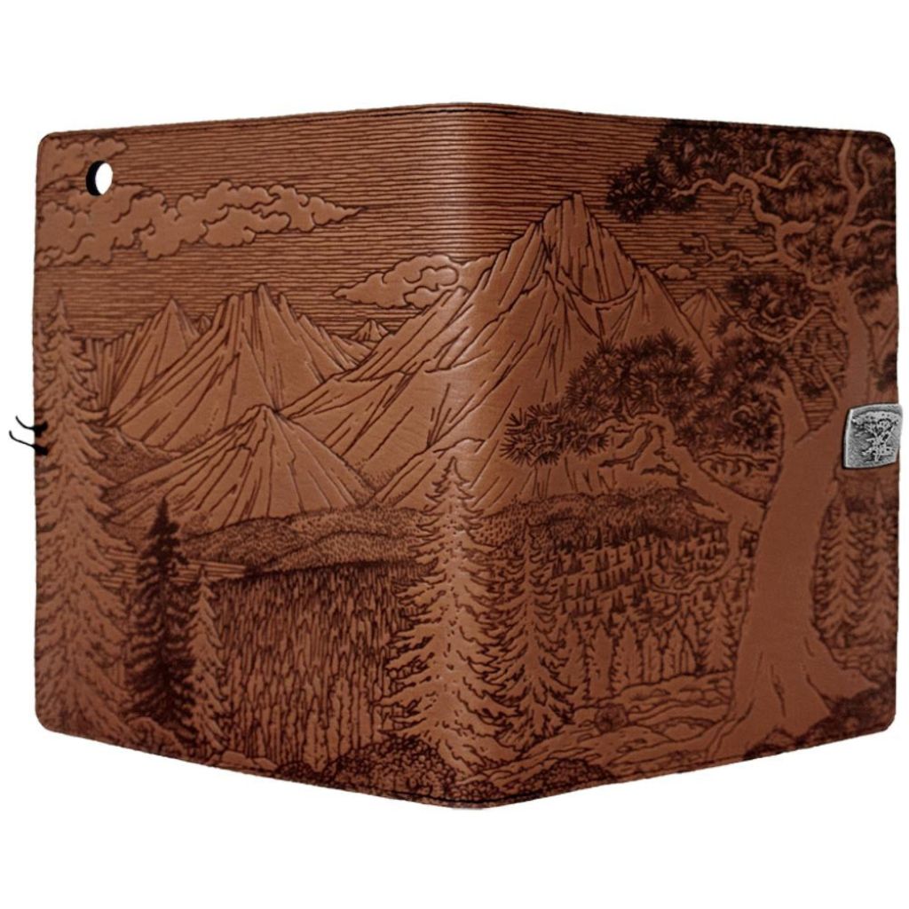 Oberon Design Leather iPad Mini Cover, Case, High Sierra, Saddle, Open