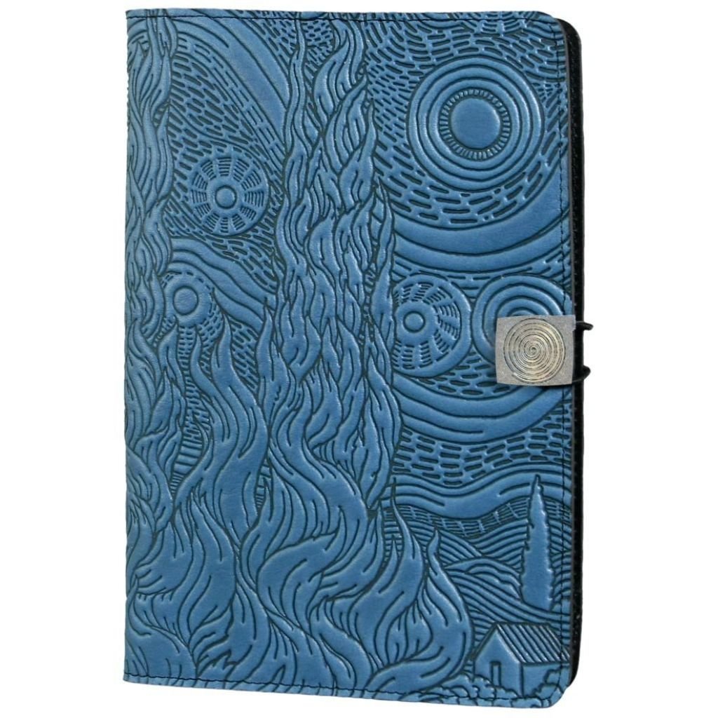 Oberon Design Leather iPad Mini Cover, Case, Van Gogh's Sky, Blue