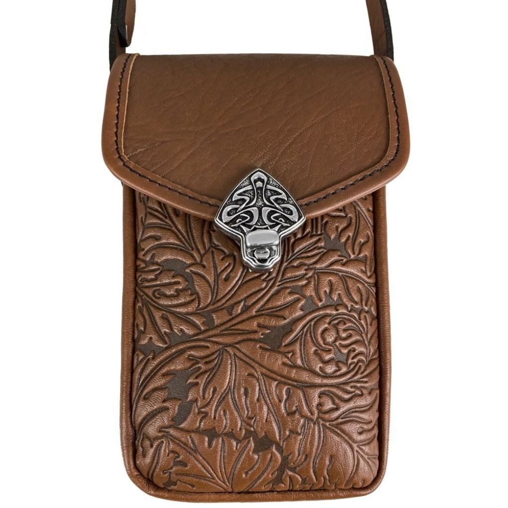 Oberon Design Leather Women's Handbag, Molly, Acanthus in Saddle