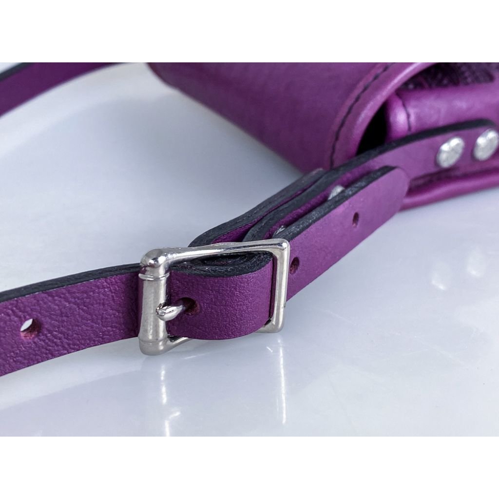 Leather Womenn's Cross-Body Cell Phone Handbag, Buckle Detail, Orchid