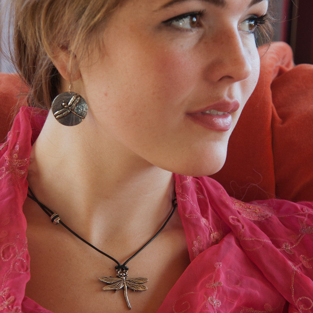 Necklace, Britannia Metal, Dragonfly, Necklace & Earring, Model