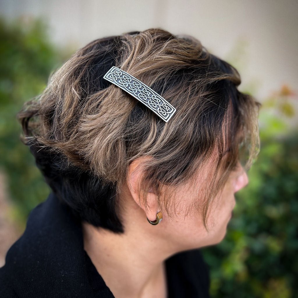 Oberon Design Hair Clip, Barrette, Hair Accessory, Small Celtic, 60mm