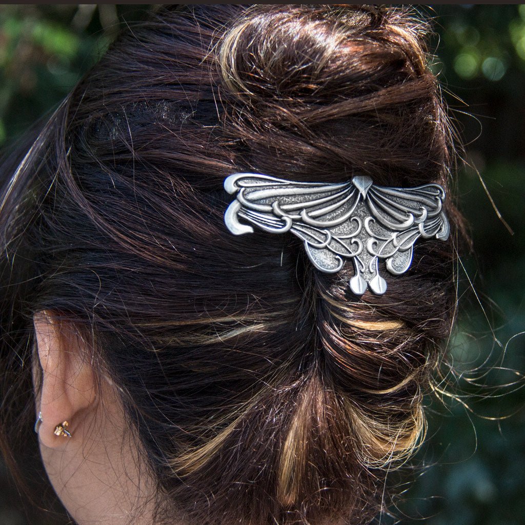 Oberon Design Hair Clip, Barrette, Hair Accessory, Art Nouveau Leaf, Model