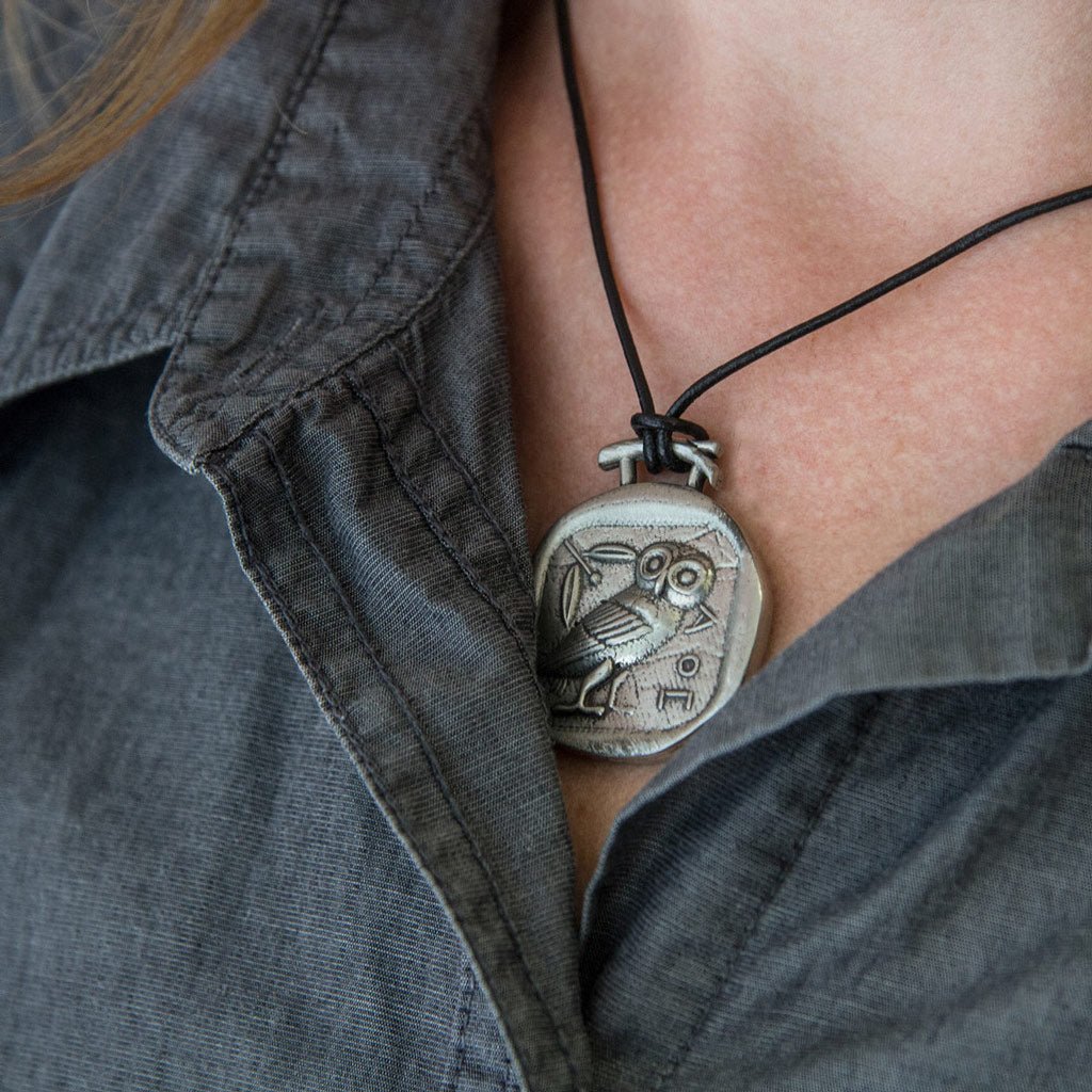 Oberon Design Athena's Owl Jewelry Set, Necklace, Model