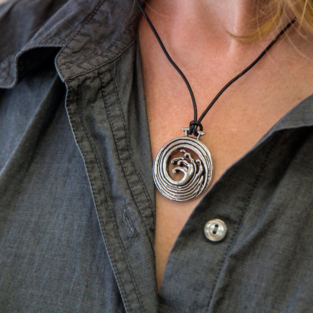Oberon Design Britannia Metal Wave Jewelry Set, Necklace, Modeled