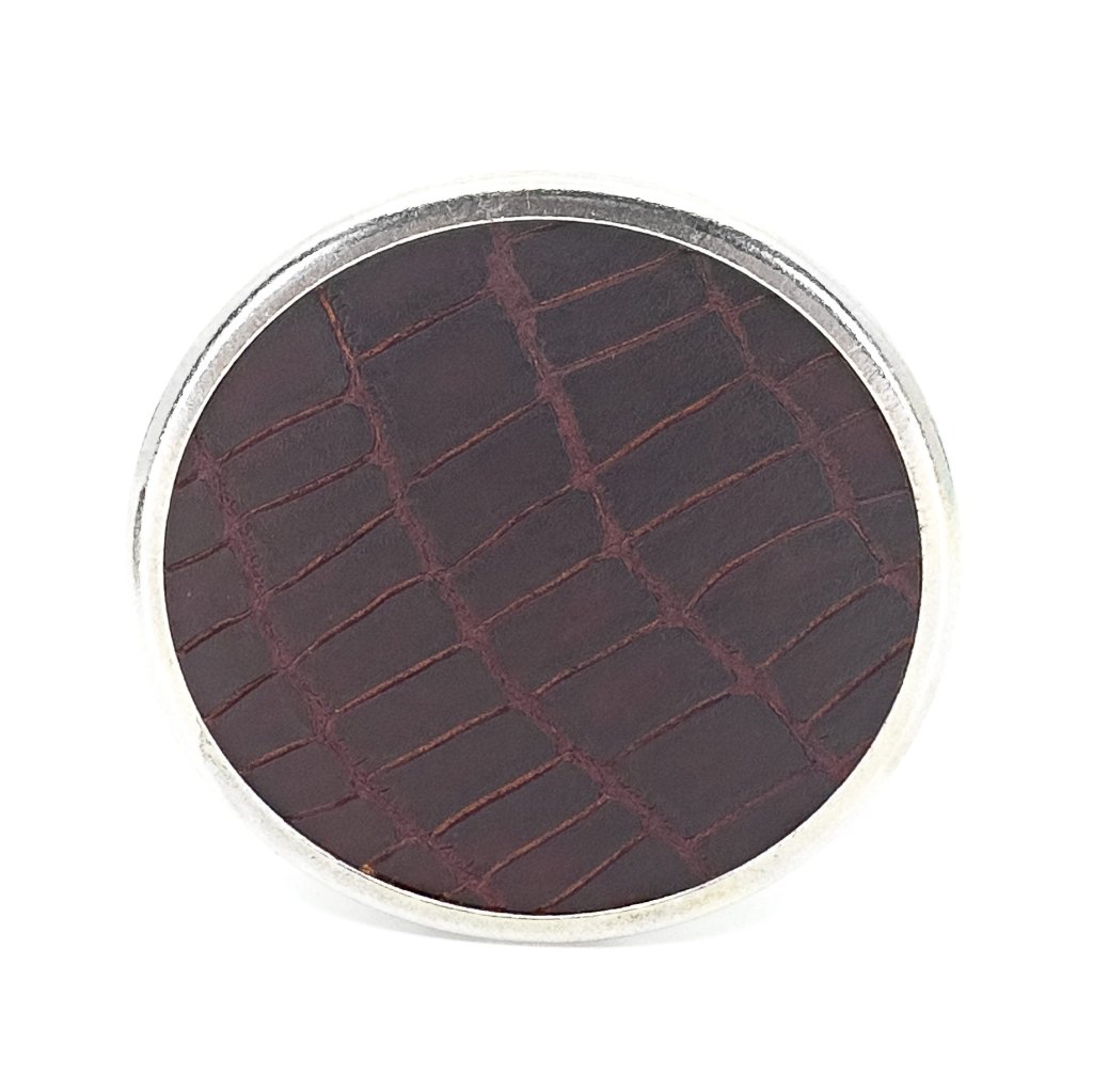 Alligator Leather & Metal Deluxe Coaster Set