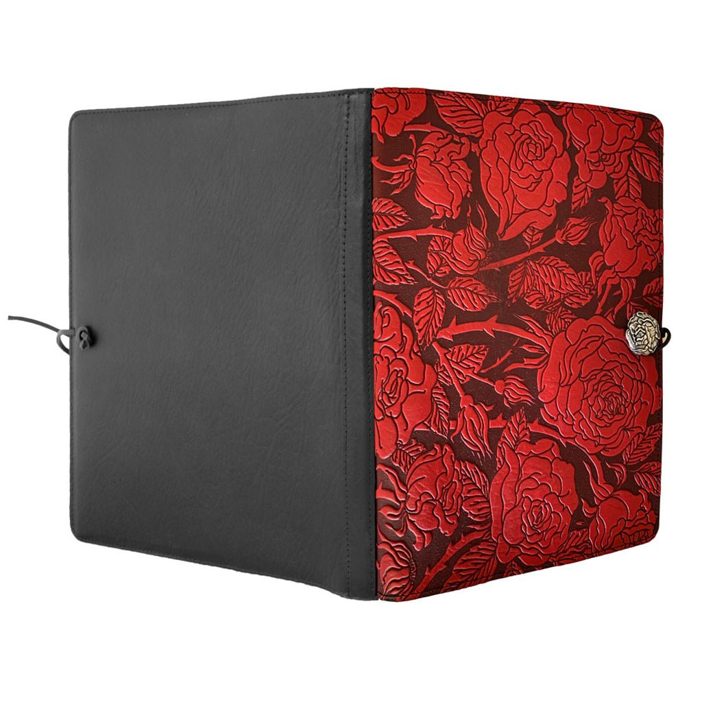 Oberon Design Extra Large Leather Journal, Sketchbook, Wild Rose, Red