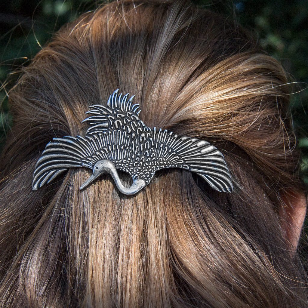 Oberon Design Hair Clip, Barrette, Hair Accessory, Crane, Large