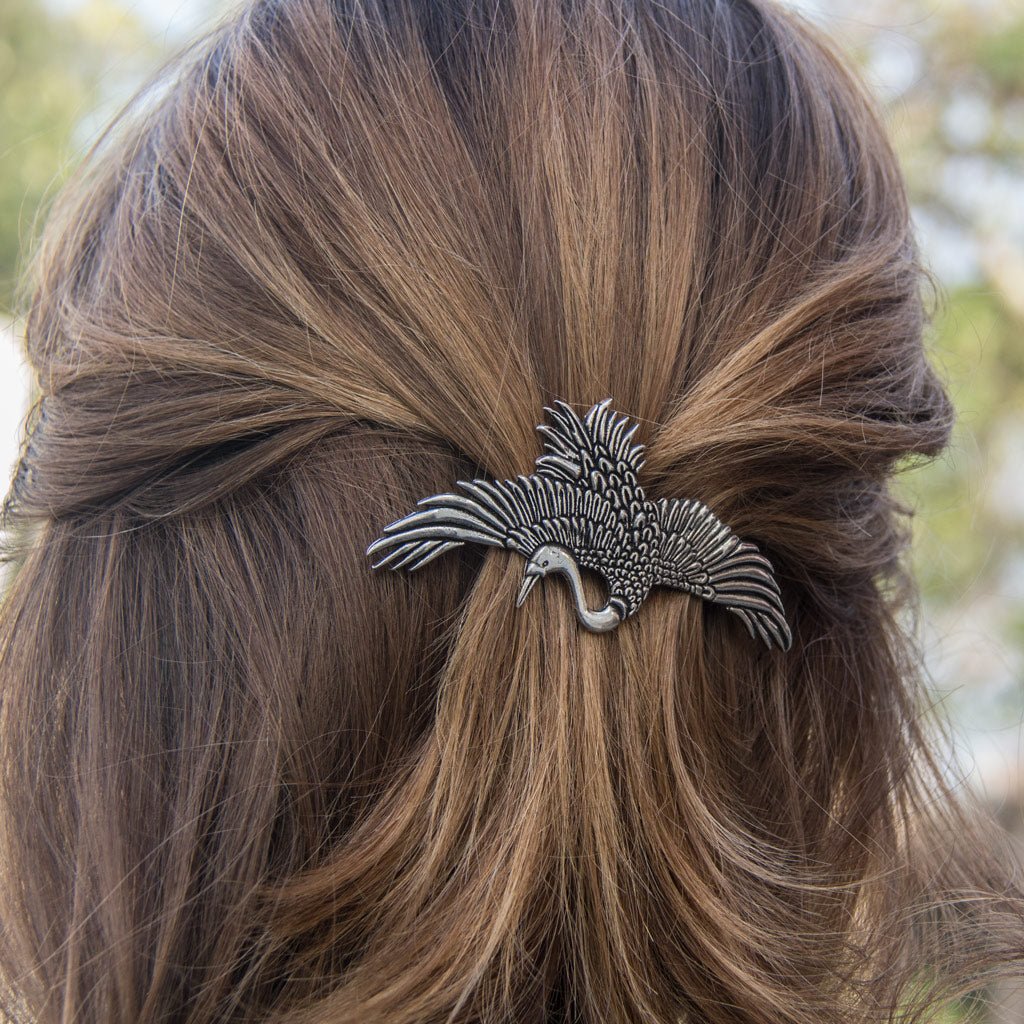 Oberon Design Hair Clip, Barrette, Hair Accessory, Crane, Small