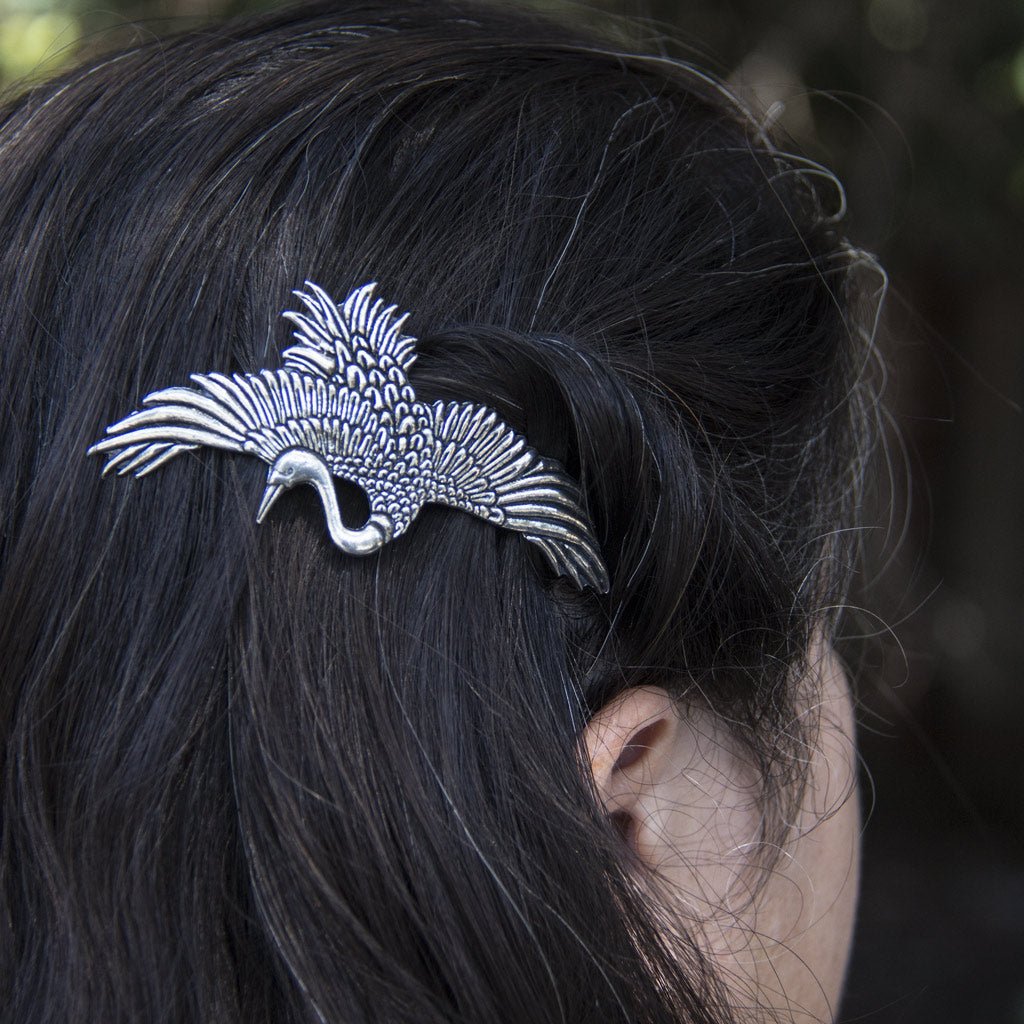 Oberon Design Hair Clip, Barrette, Hair Accessory, Crane, Model
