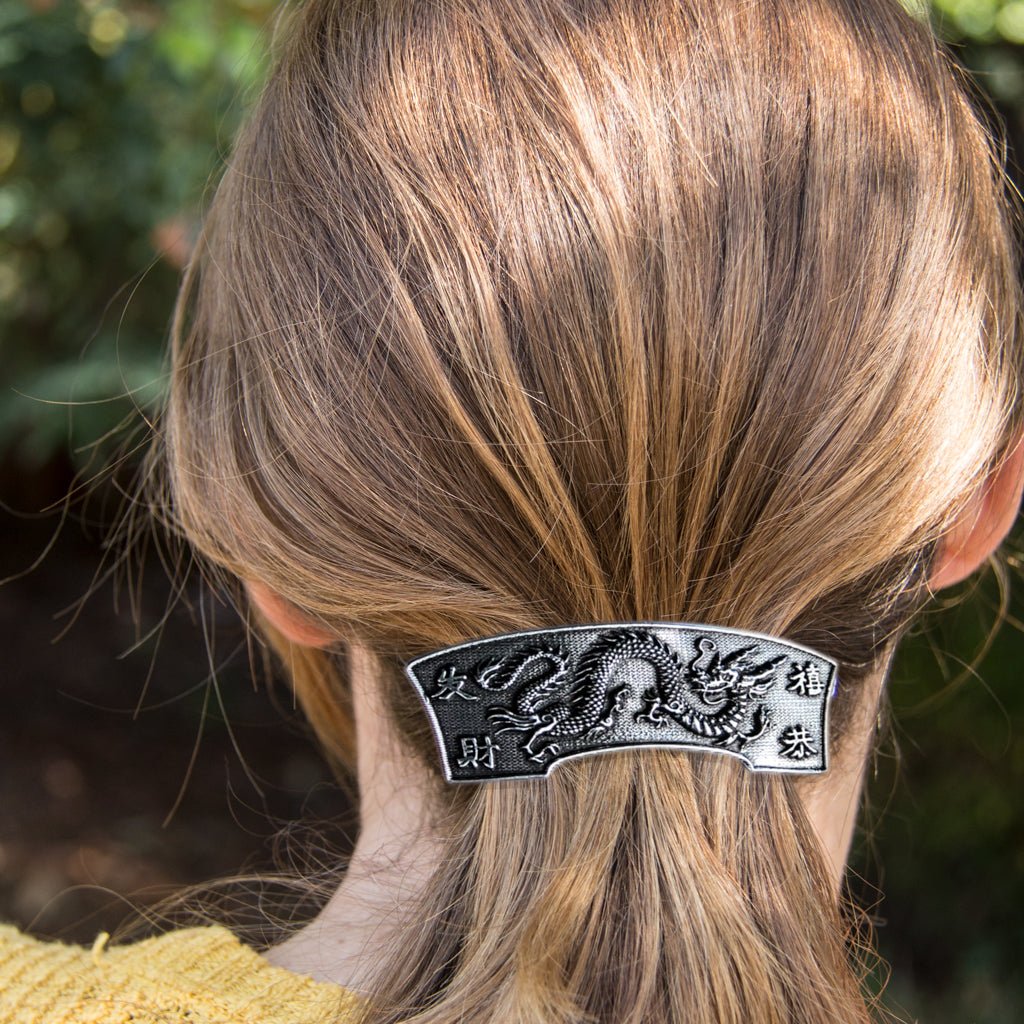 Oberon Design Hair Clip, Barrette, Hair Accessory, Dragon, Ponytail